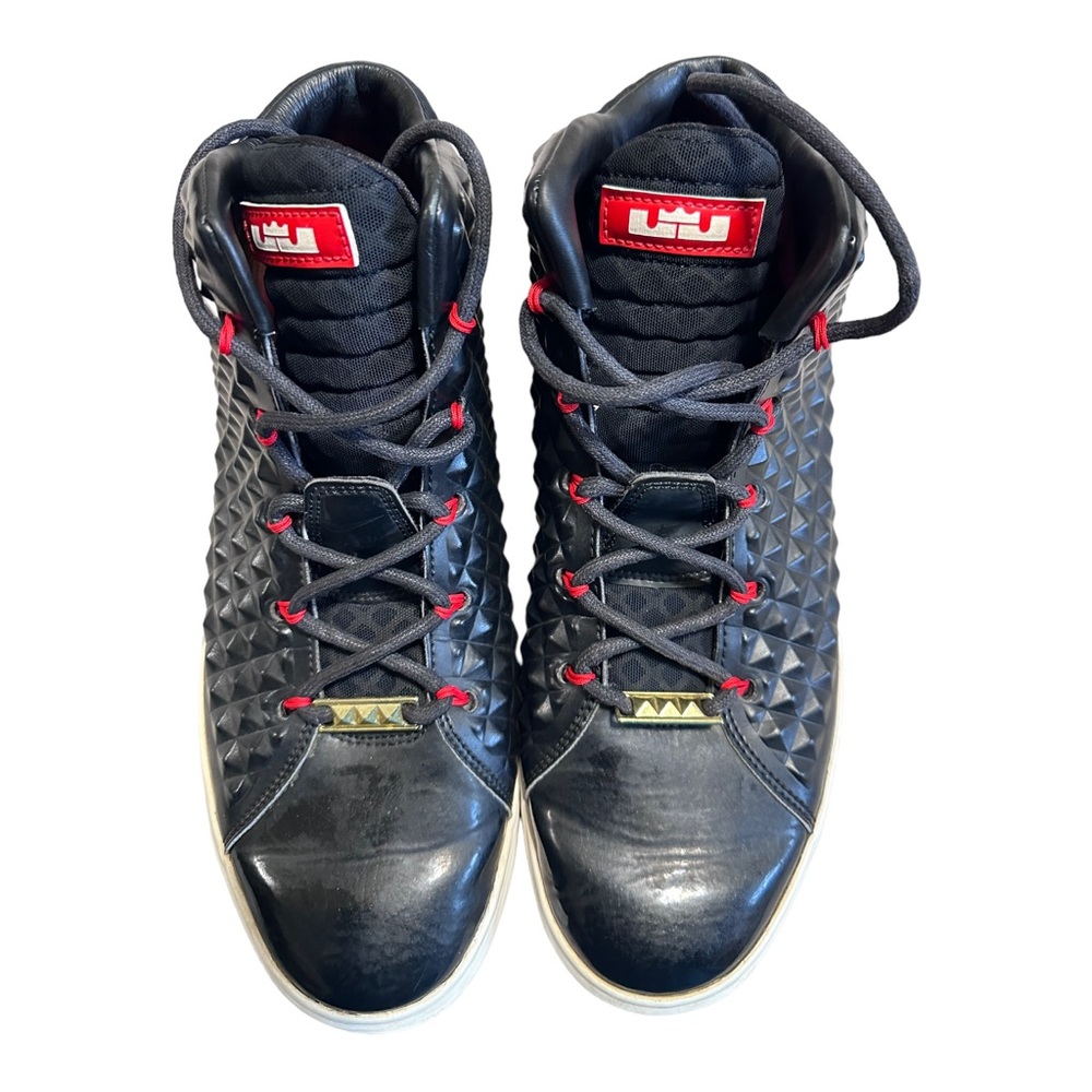 Nike LeBron 12 NSW Lifestyle Sneakers Mens Size 10 Black Red Gold Mid Top - Picture 5 of 7